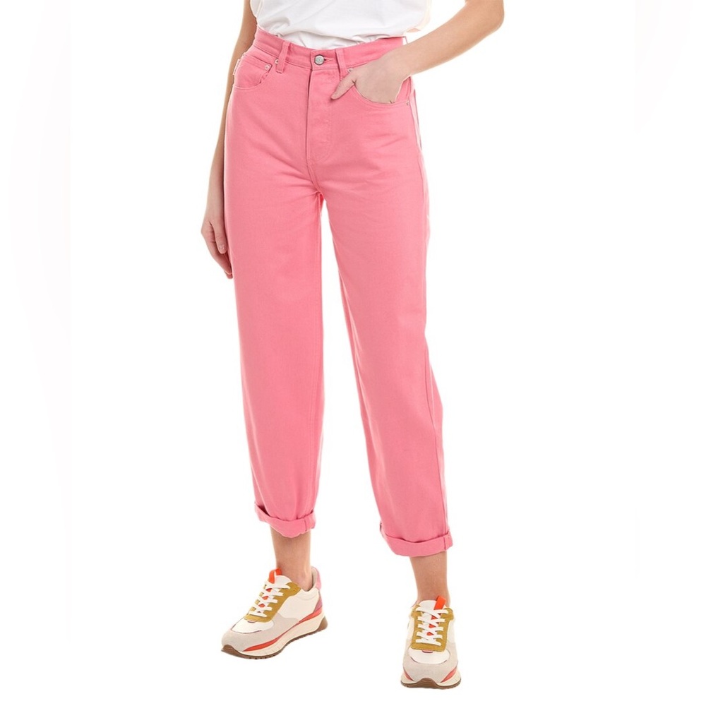 NWT BOYISH The Toby Straight Jeans Pretty Pink Tapered High Waist Button Fly 26